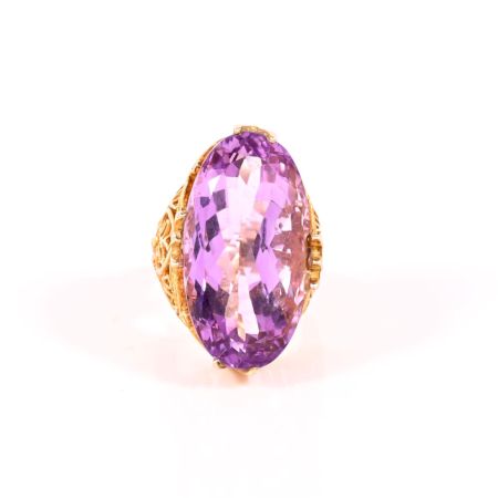 Designer Ring for Women in Solid 925 Sterling Silver with Amethyst Gemstone and 18k Vermeil Gold